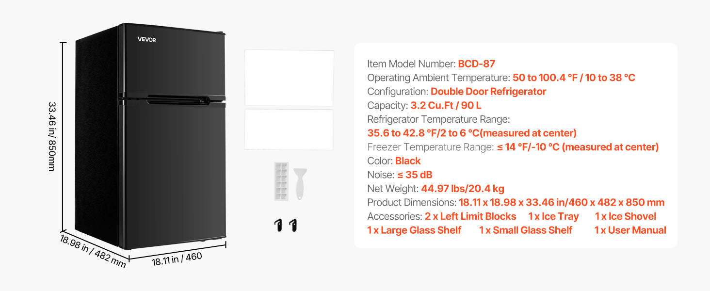 Mini Fridge with Freezer 3.2 Cu.Ft Two Door Compact Refrigerator-90L Type B Red / United States