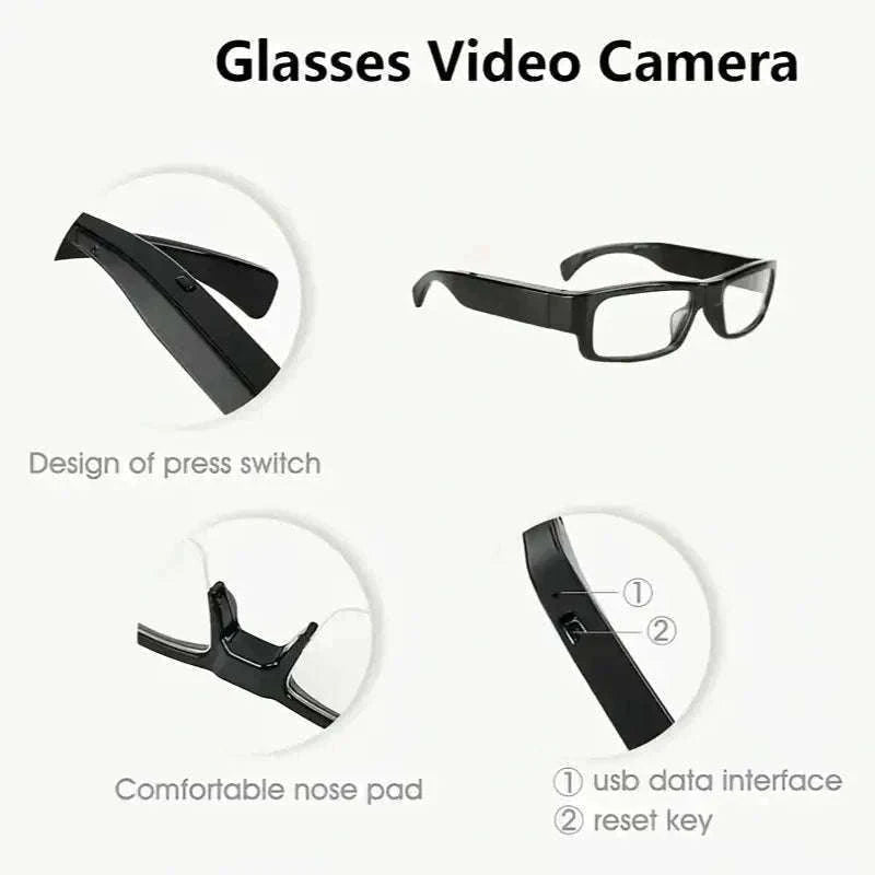 Mini Glasses Camera 1080P Wearable Hands-Free Recording-Glasses A