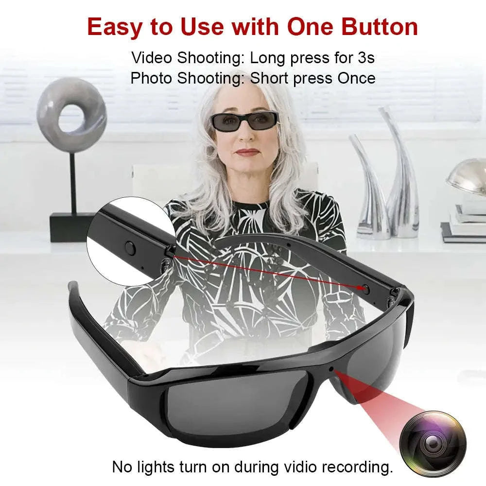 Mini Glasses Camera - HD Sunglasses Recorder for Hands‑Free POV-Black