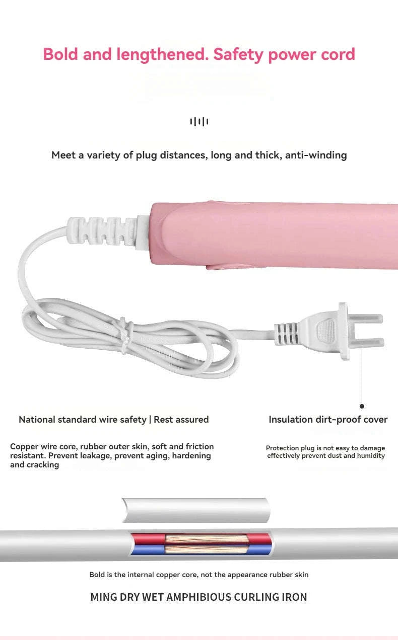 Mini Hair Straightener with Quick-Heat Ceramic Plates-Pink