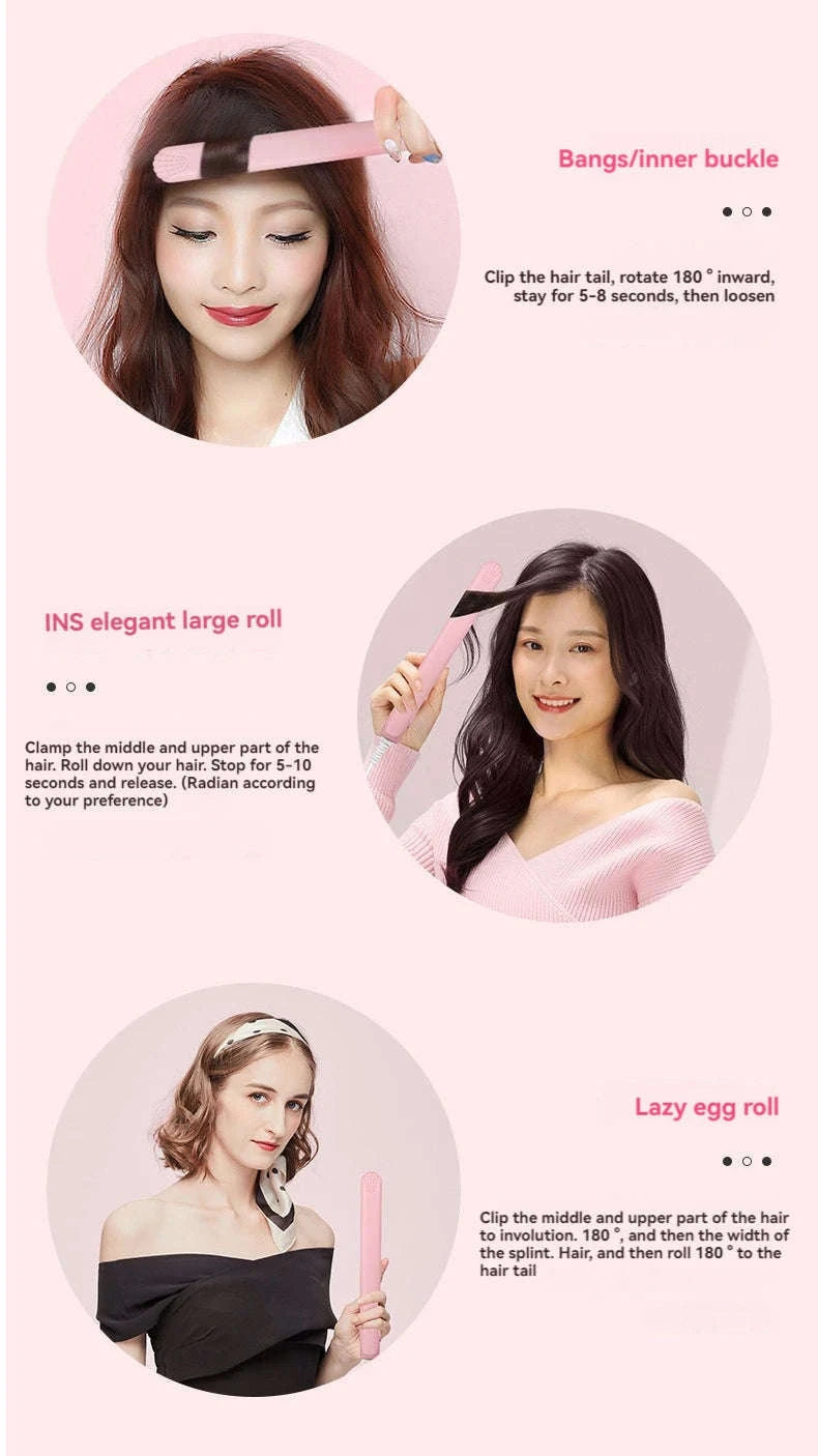 Mini Hair Straightener with Quick-Heat Ceramic Plates-Pink