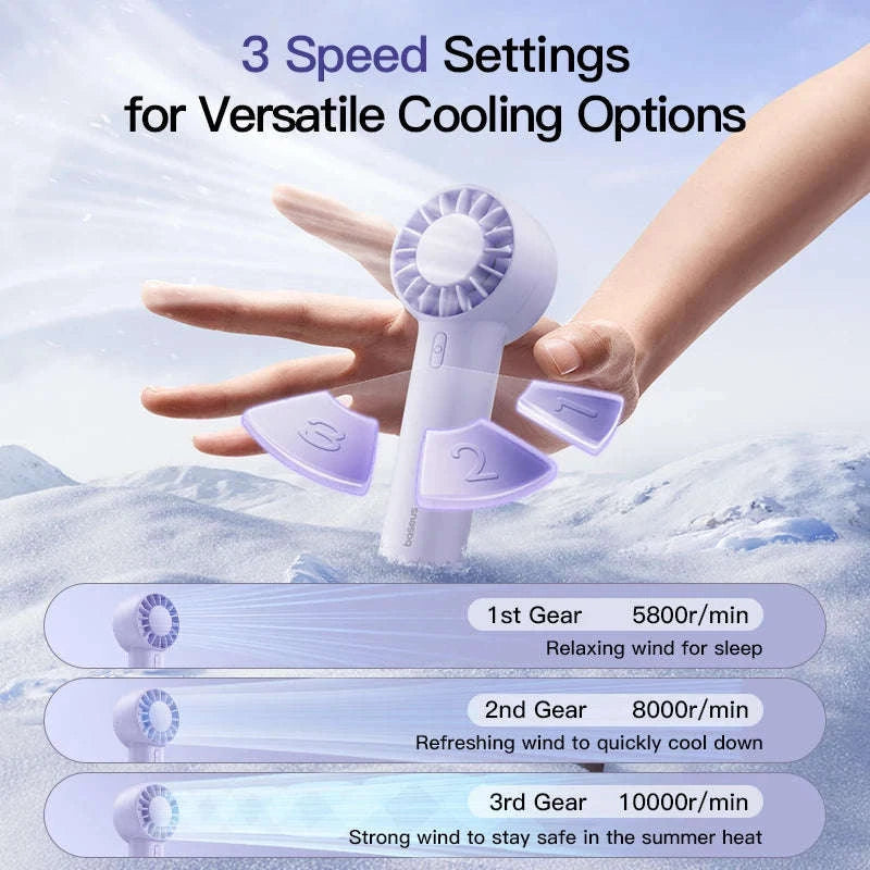 Mini Handheld Turbine Fan with 3 Speeds & Rechargeable Battery-GoTrip DT1