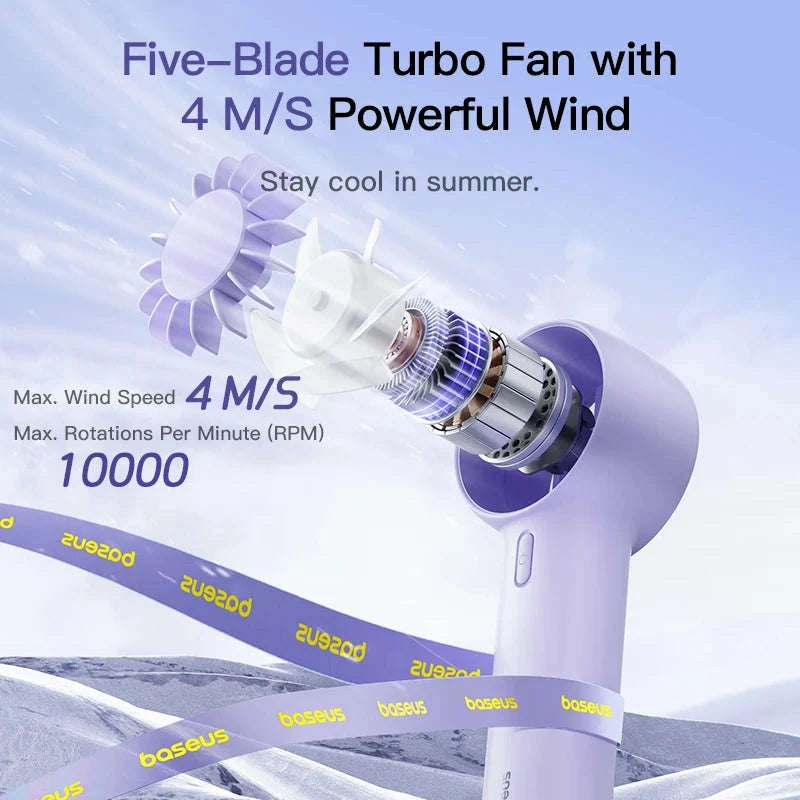 Mini Handheld Turbine Fan with 3 Speeds & Rechargeable Battery-GoTrip DT1