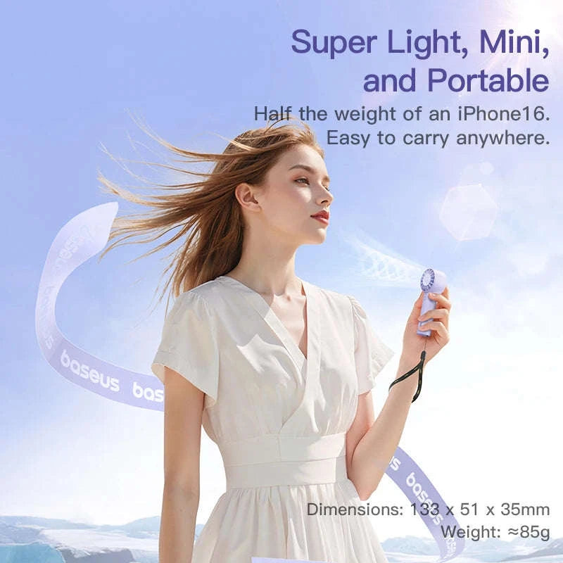 Mini Handheld Turbine Fan with 3 Speeds & Rechargeable Battery-GoTrip DT1