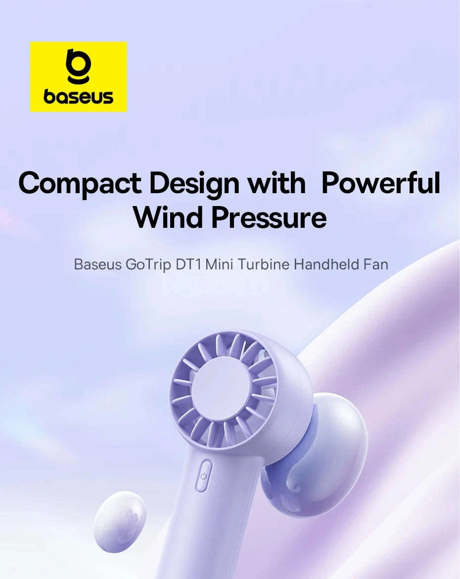 Mini Handheld Turbine Fan with 3 Speeds & Rechargeable Battery-GoTrip DT1