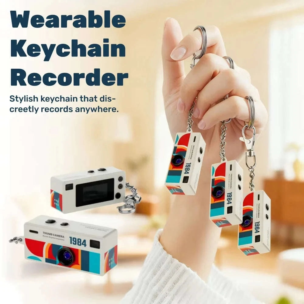 Mini Keychain Camera 1080P HD Retro Digital Camcorder-Blue / No TF Card