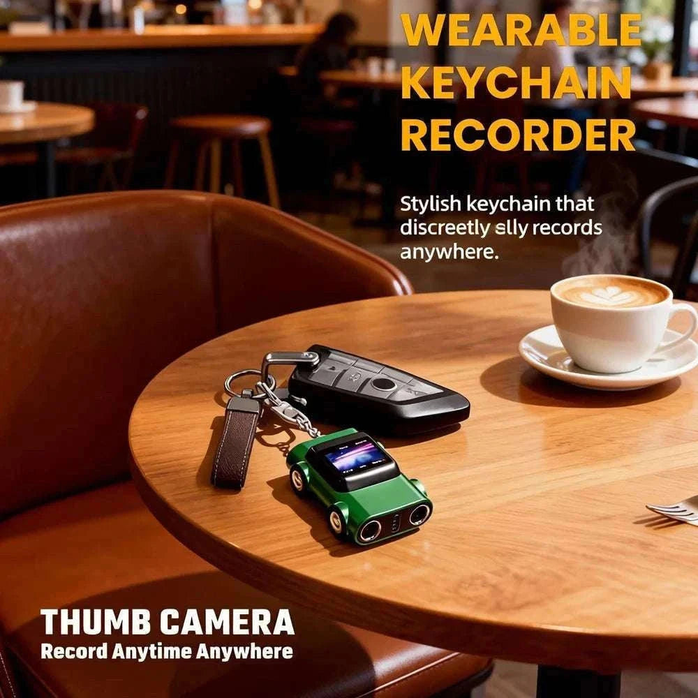 Mini Keychain Camera with 1.0" Screen, 1080P HD Video Recorder-Silver