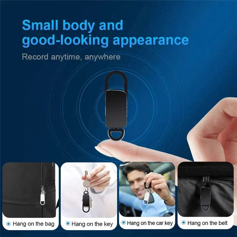 Mini Keychain Voice Recorder with Voice Activation & MP3 Playback-S20 Silver / 16 GB