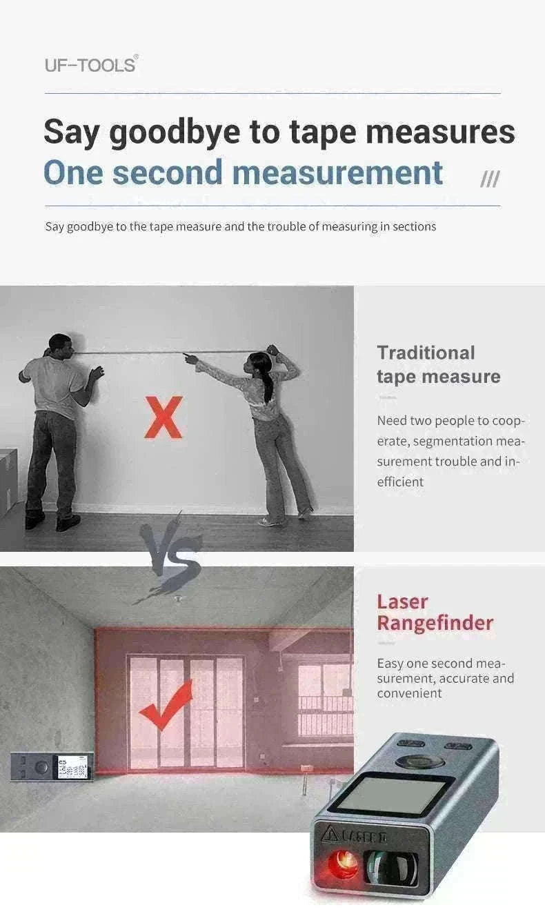 Mini Laser Rangefinder 30m High Precision USB Rechargeable Meter-30m