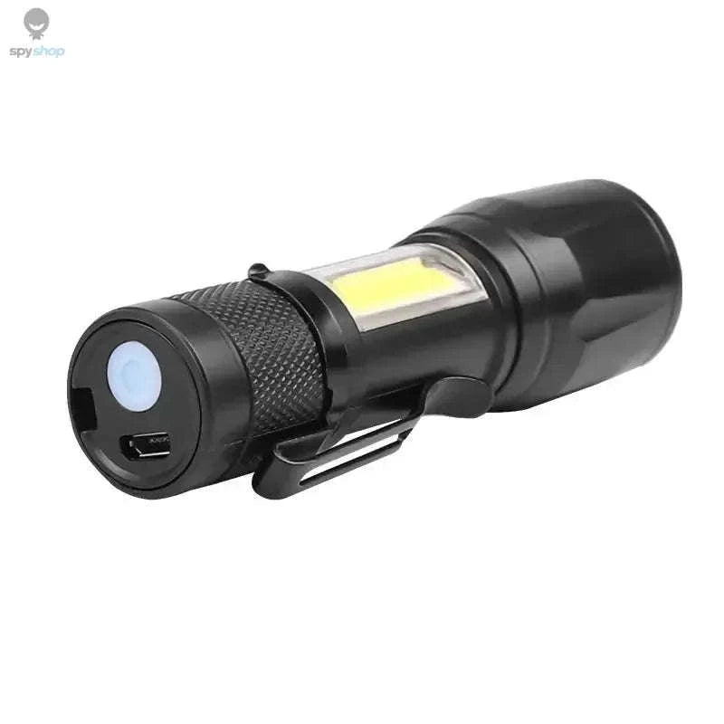Mini LED Flashlight COB + XPE USB Rechargeable Torch-1PC With Box