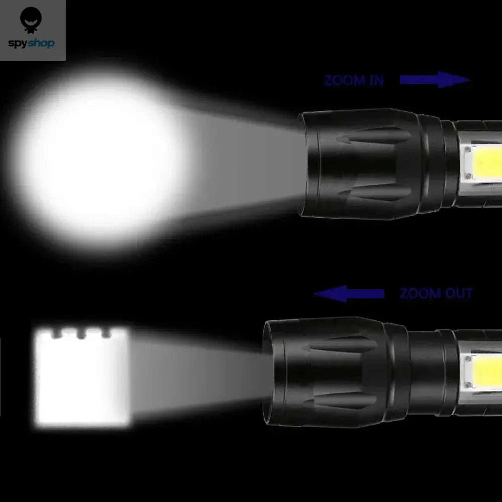 Mini LED Flashlight COB + XPE USB Rechargeable Torch-1PC With Box