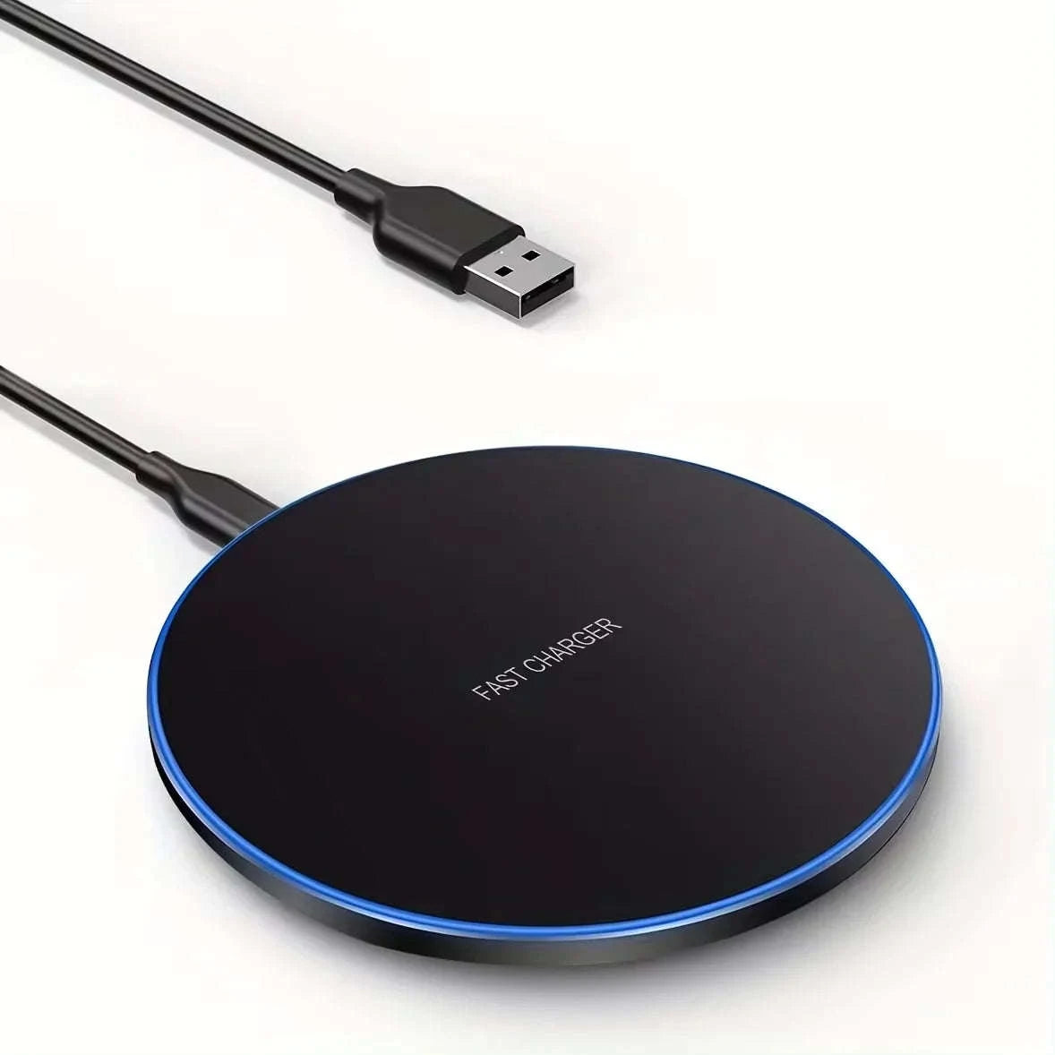 Mini LED Wireless Charger Pad for Fast, Convenient Charging-Black No Cable