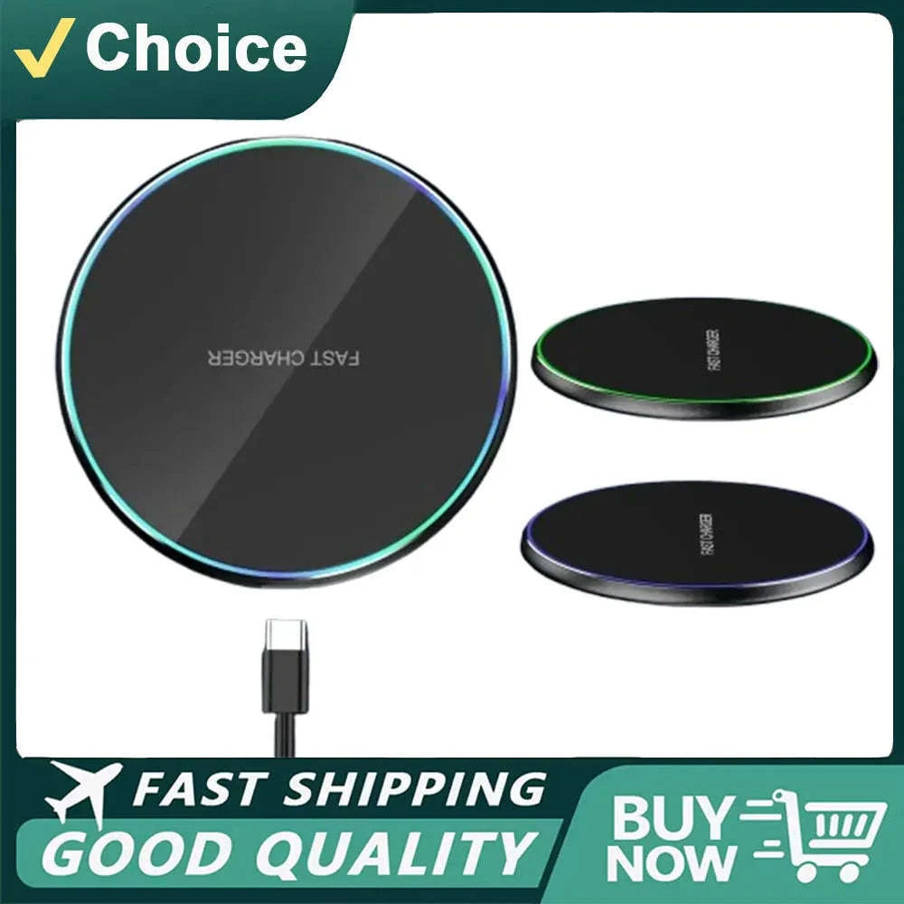 Mini LED Wireless Charger Pad for Fast, Convenient Charging-Black No Cable