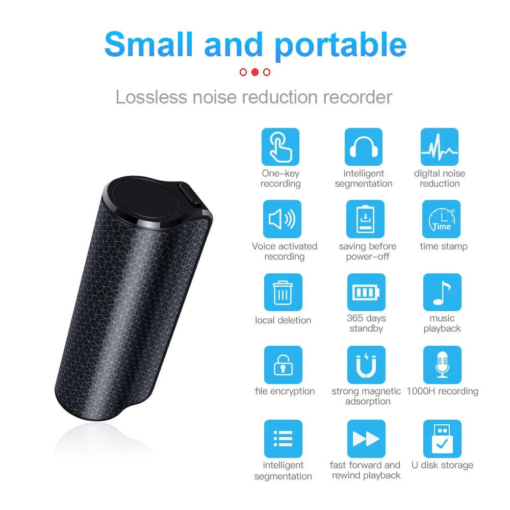 Mini Magnetic Voice Recorder Pen with 40-Day Recording & HD Audio-black / 16 GB