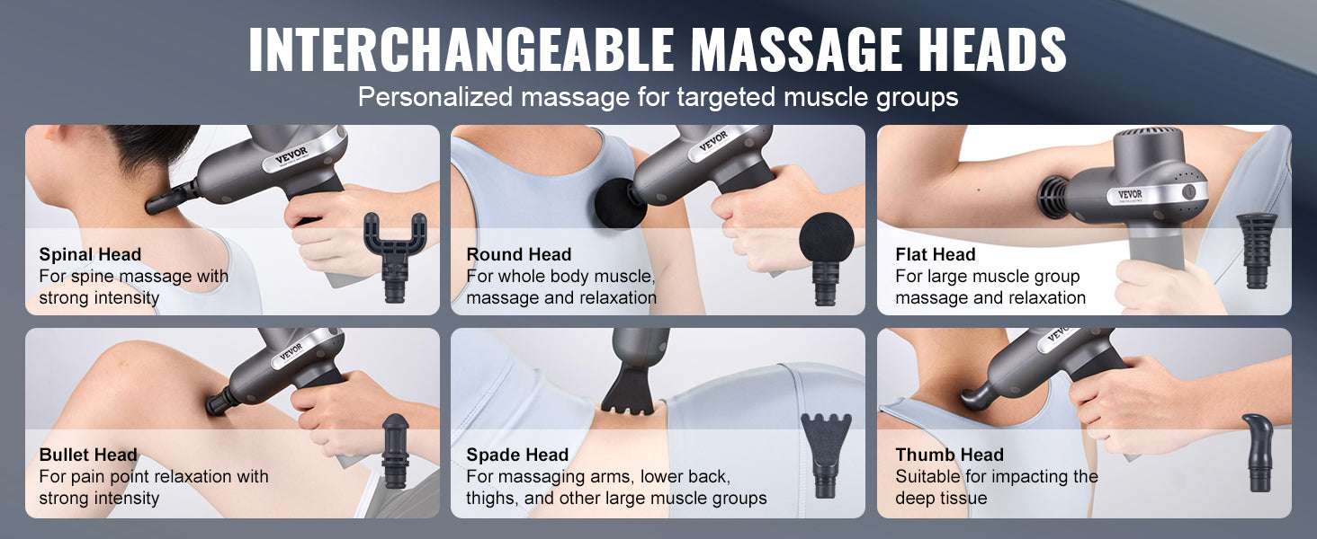 Mini Massage Gun with 5 Speeds & 6 Heads for Deep Muscle Relief-23W / United States