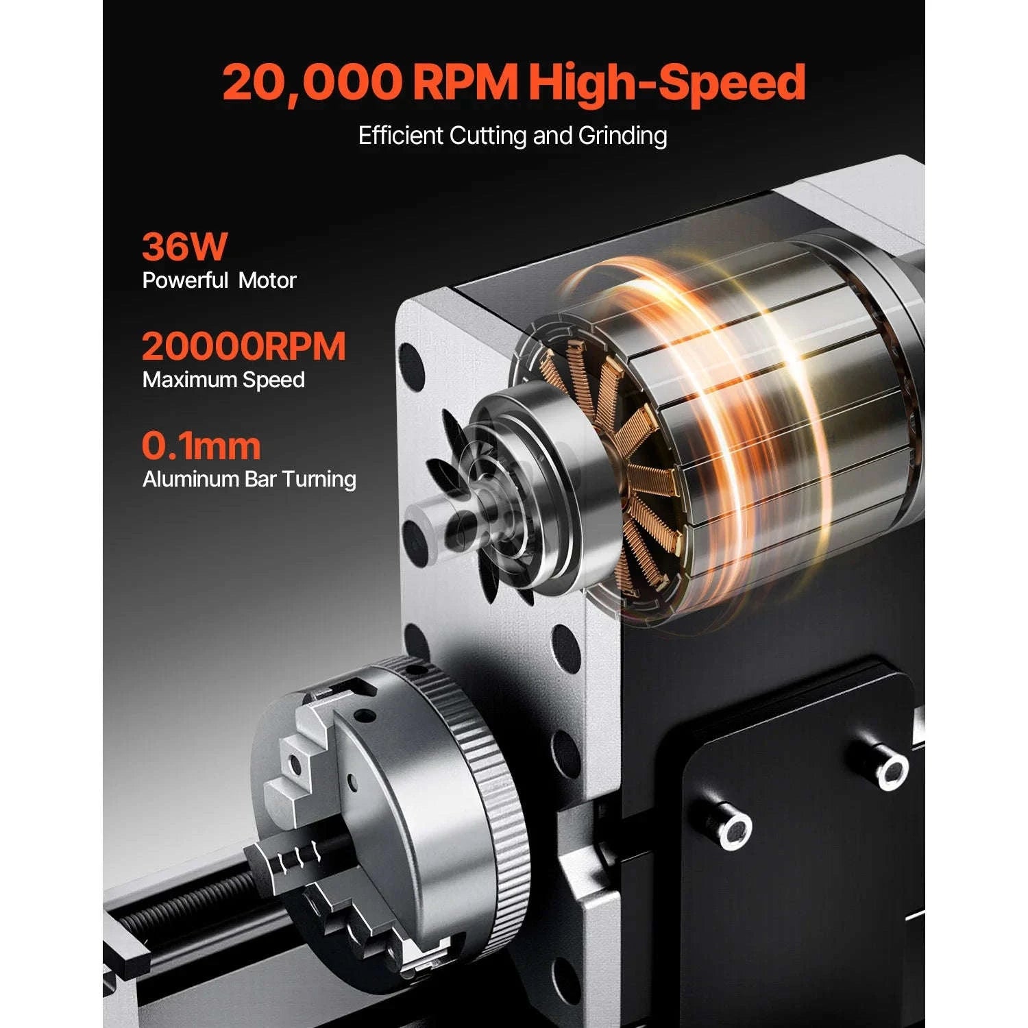 Mini Metal Lathe Machine 2.76 x 5.12 in 36W 20000 RPM with 3-Jaw Chuck-70 mm x 130 mm 36W / United States