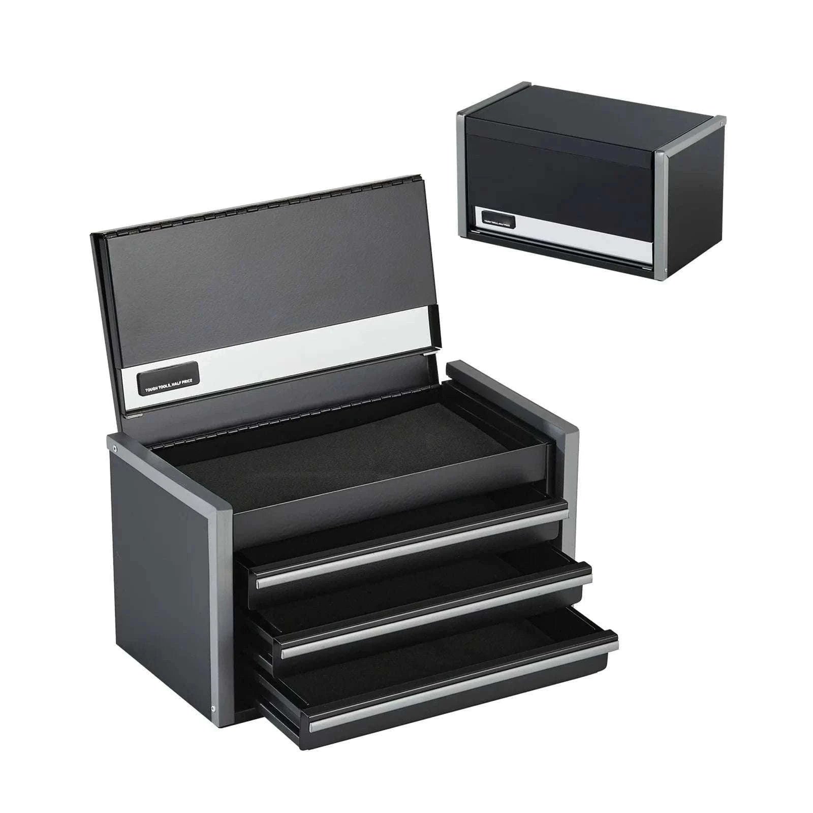 Mini Metal Toolbox with 3 Drawers and Magnetic Lid 8.6 Inch-Red / United States