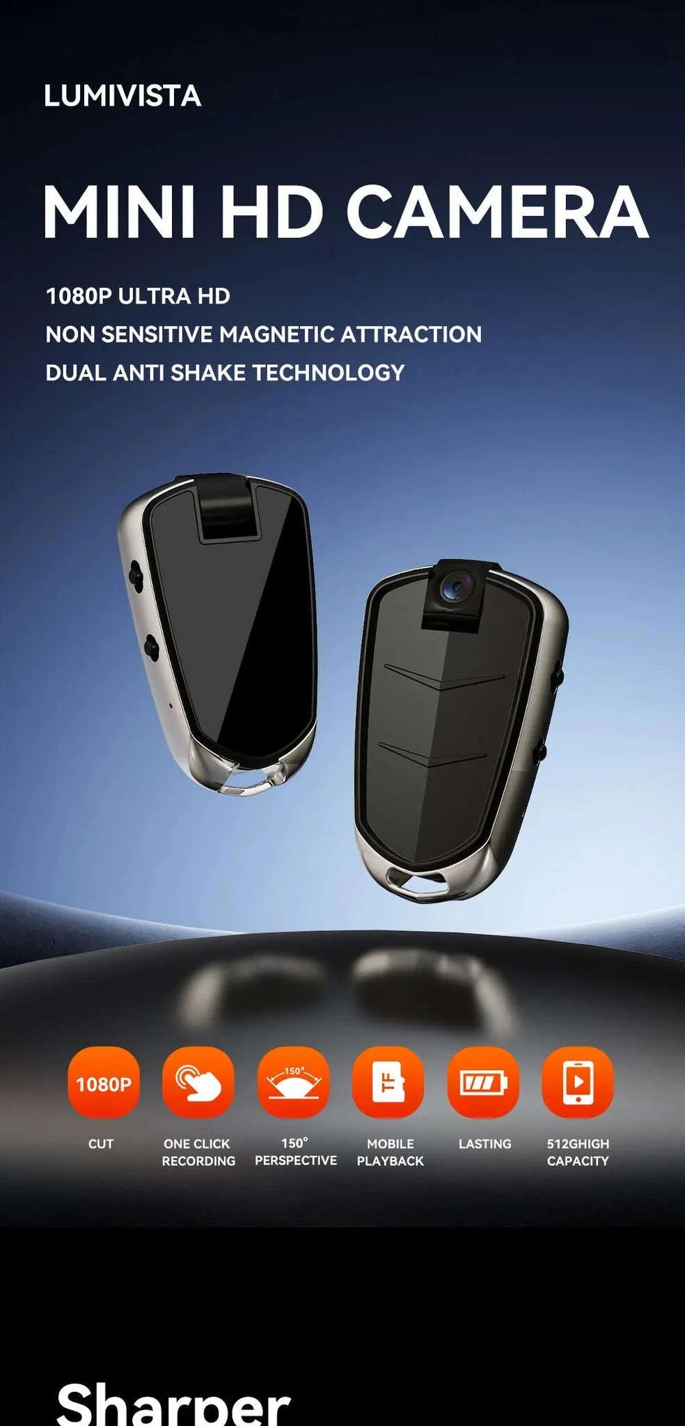 Mini Micro Security Camera 1080P HD – Ultra‑Compact Home & Car Monitor-black / with 256GB