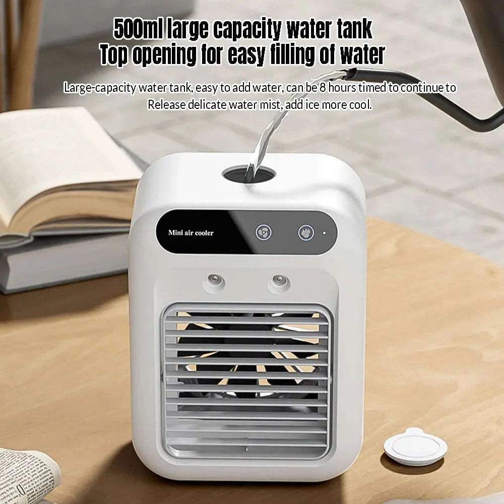Mini Misting Air Cooler Fan with 500mL Tank, USB/Battery-United States / WHITE