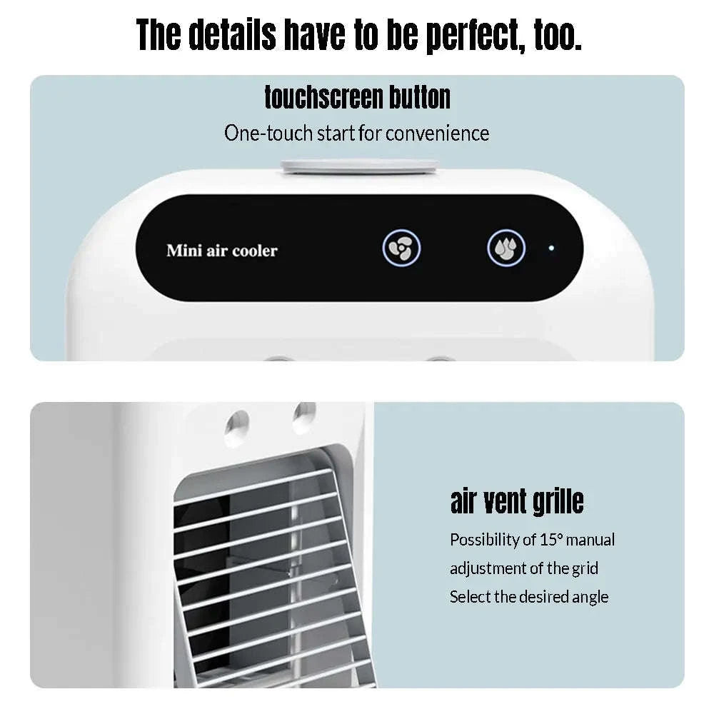 Mini Misting Air Cooler Fan with 500mL Tank, USB/Battery-United States / WHITE