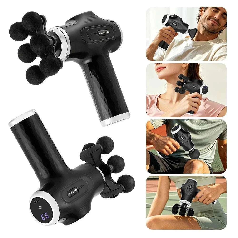 Mini Muscle Massage Gun with 10 Heads and Adjustable Intensity-WHITE
