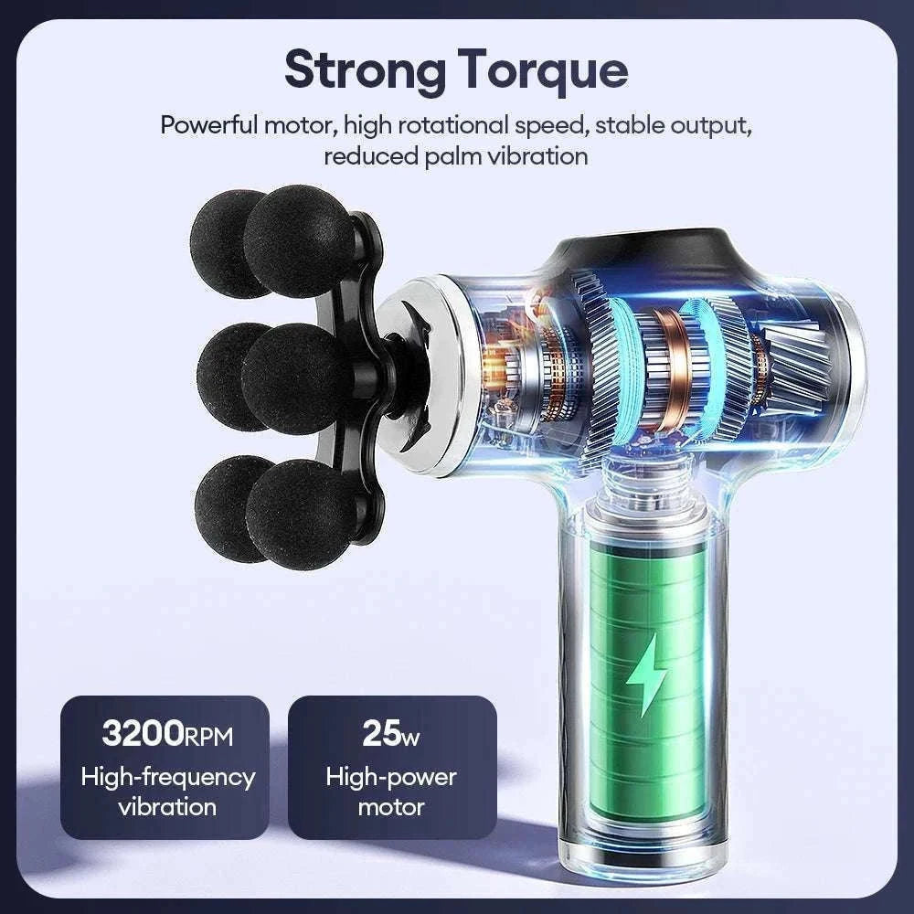 Mini Muscle Massage Gun with 10 Heads and Adjustable Intensity-WHITE