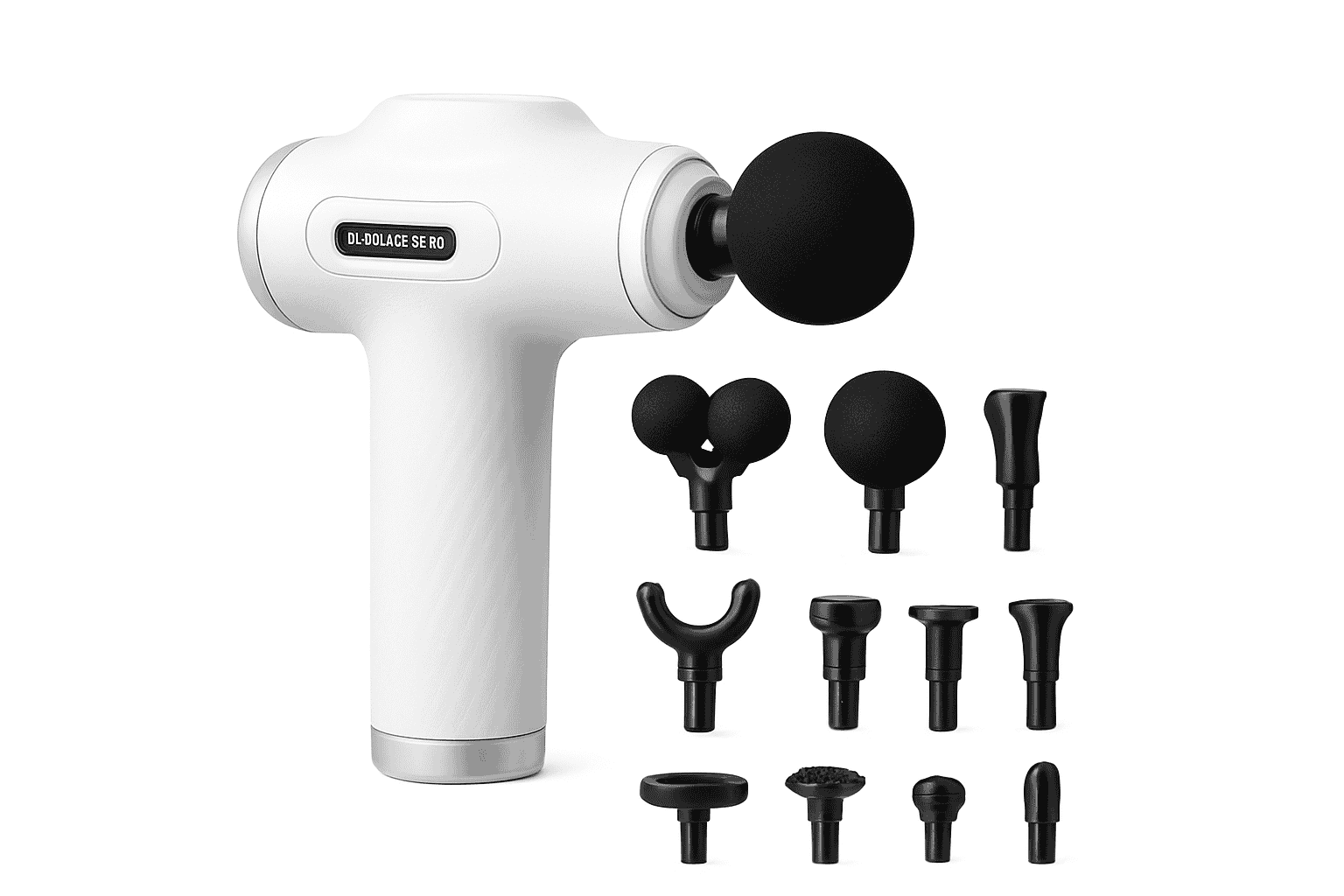 Mini Muscle Massage Gun with 10 Heads and Adjustable Intensity-WHITE