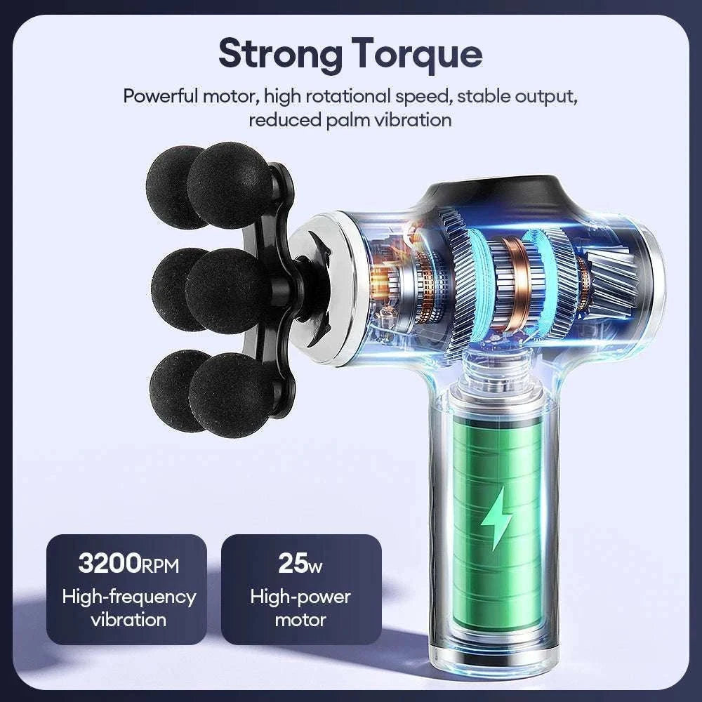 Mini Muscle Massage Gun with 10 Heads and Adjustable Intensity-WHITE