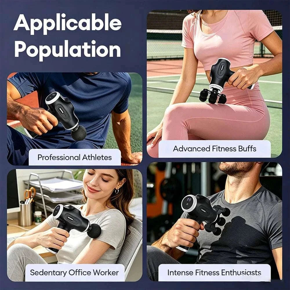 Mini Muscle Massage Gun with 10 Heads and Adjustable Intensity-WHITE