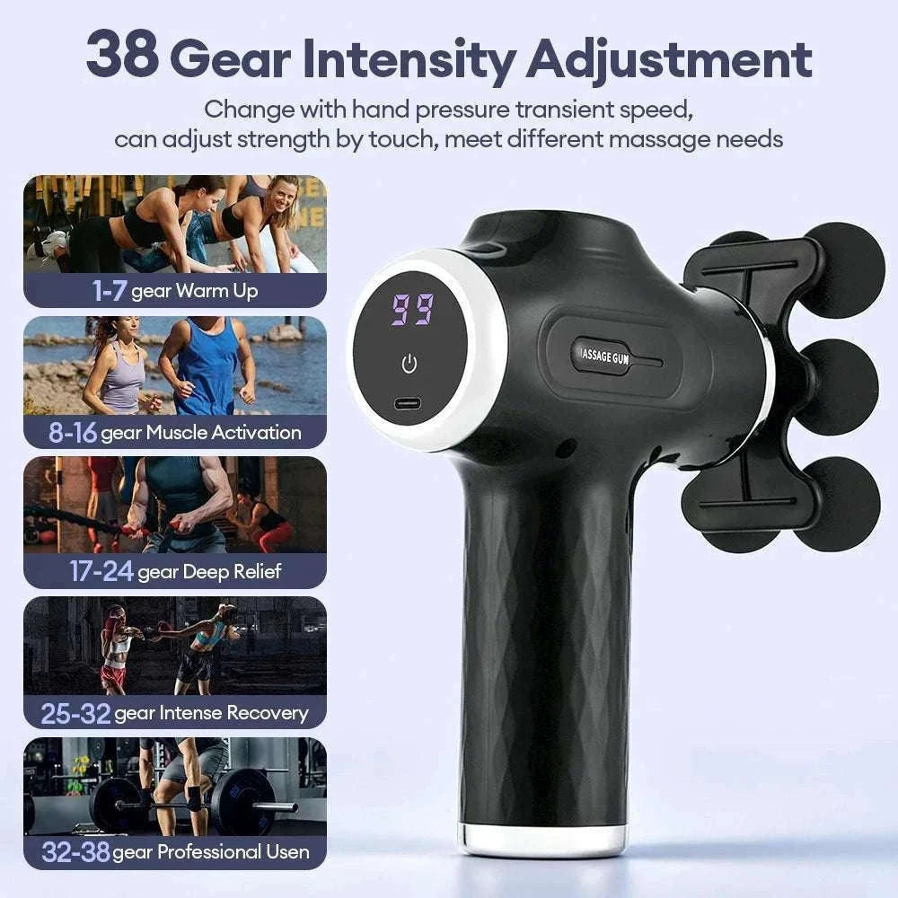 Mini Muscle Massage Gun with 10 Heads and Adjustable Intensity-WHITE