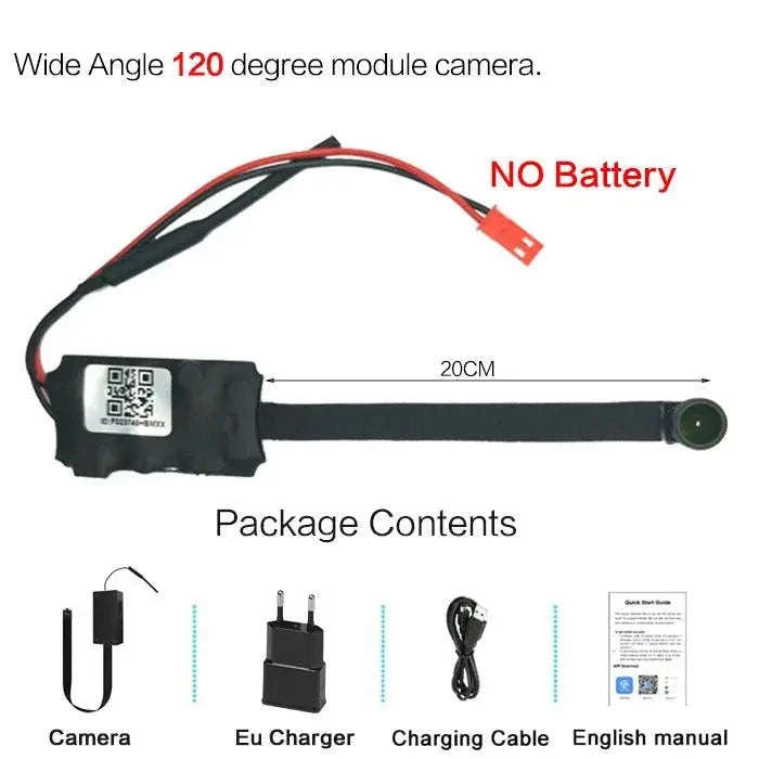 Mini Nanny Camera Module – WiFi IP Surveillance with HD Recording-Wide angle / Cam add 64GB