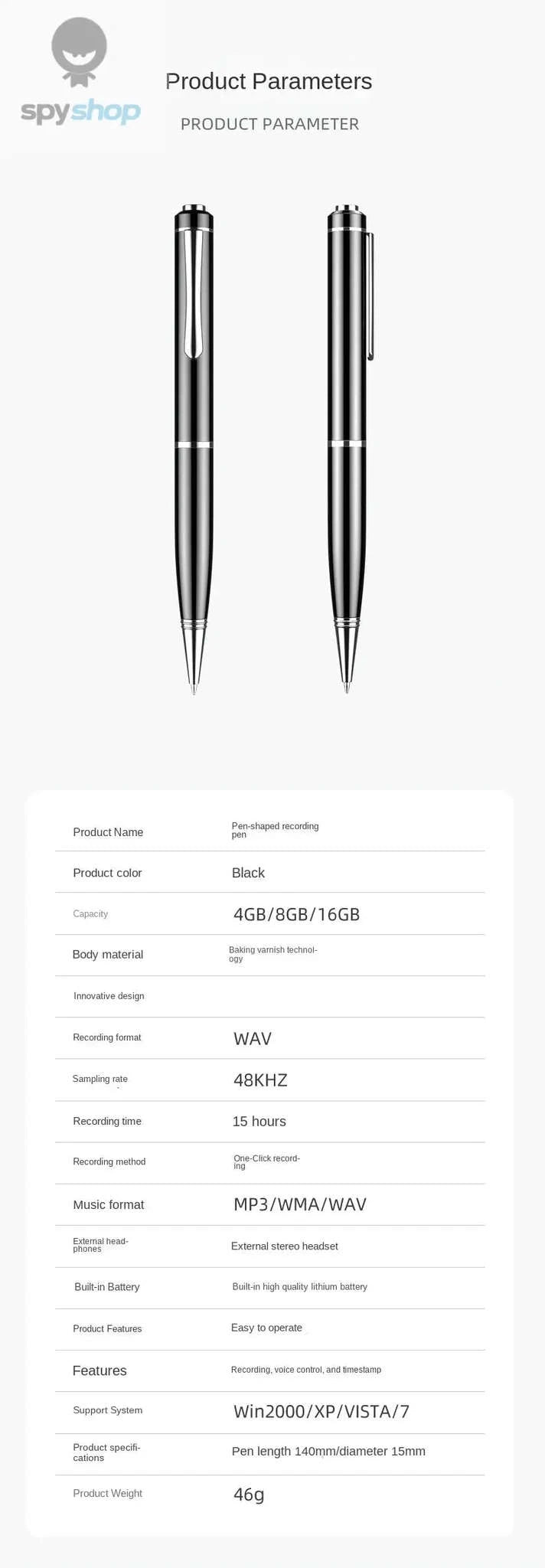 Mini Pen Voice Recorder – Discreet Audio Capture with Large Storage-black / 128GB