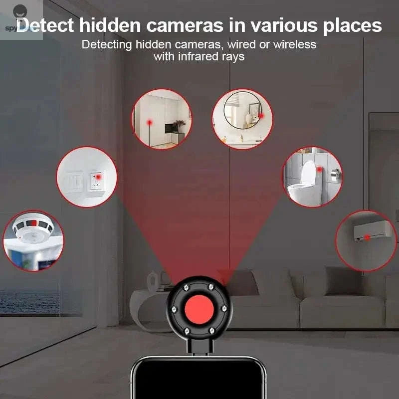 Mini Portable Anti‑Peeping Detector – Infrared Privacy Protection for Travel and Daily Use-Type-C-Black