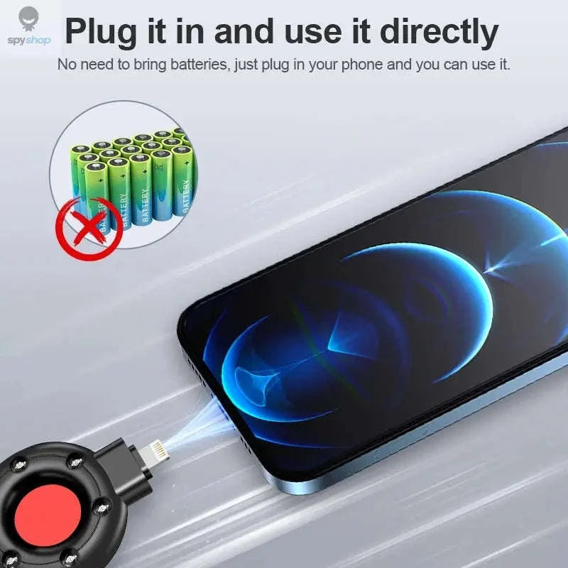 Mini Portable Anti‑Peeping Detector – Infrared Privacy Protection for Travel and Daily Use-Type-C-Black