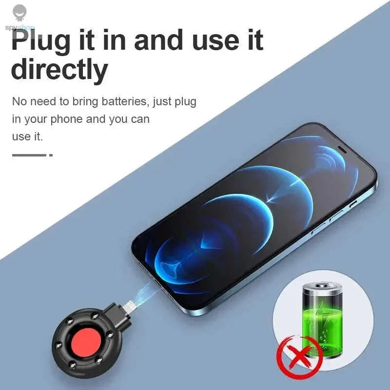 Mini Portable Anti‑Peeping Detector – Infrared Privacy Protection for Travel and Daily Use-Type-C-Black