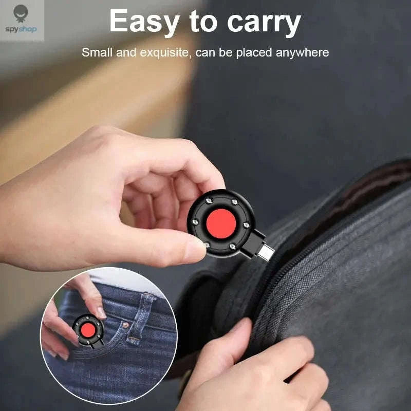 Mini Portable Anti‑Peeping Detector – Infrared Privacy Protection for Travel and Daily Use-Type-C-Black