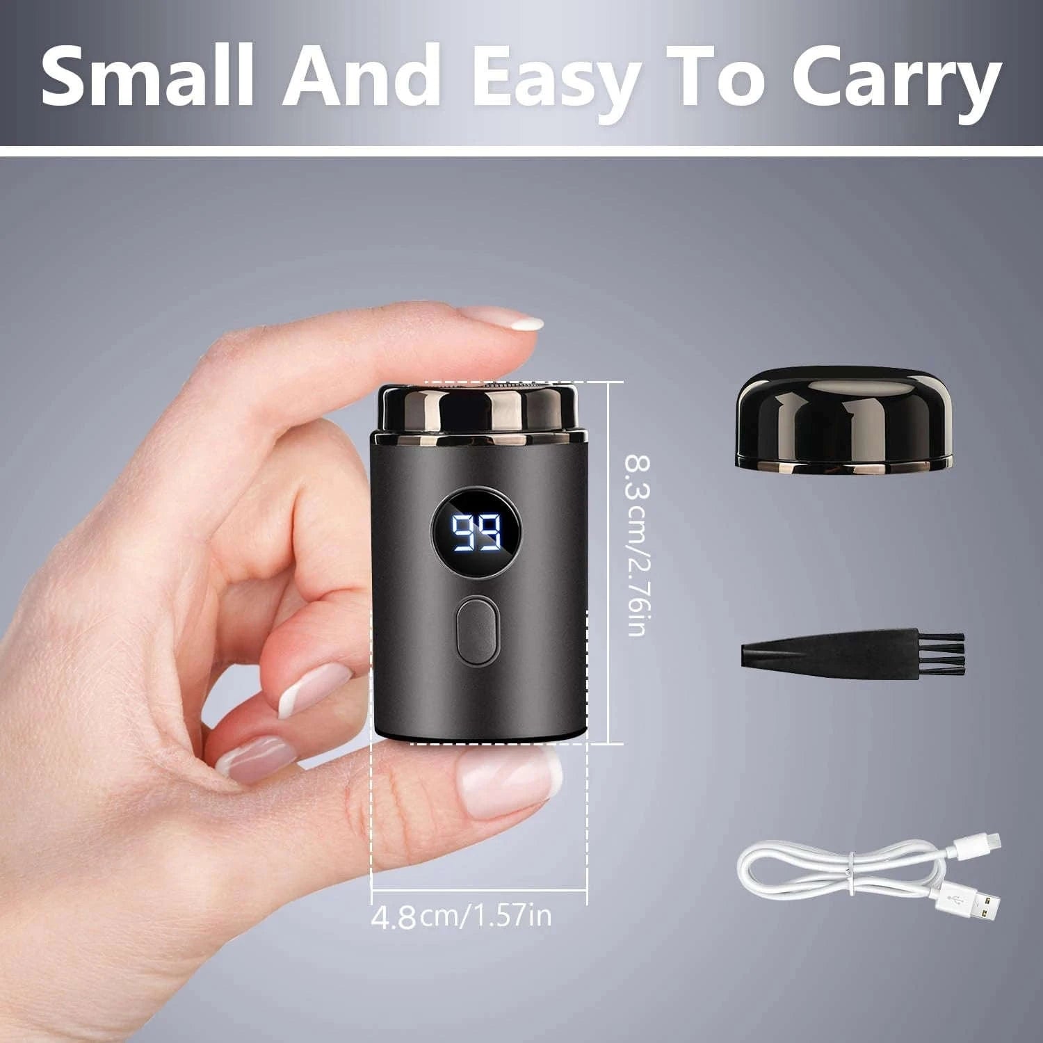 Mini Portable Electric Shaver with LED Display & Wet Dry Use-black / United States