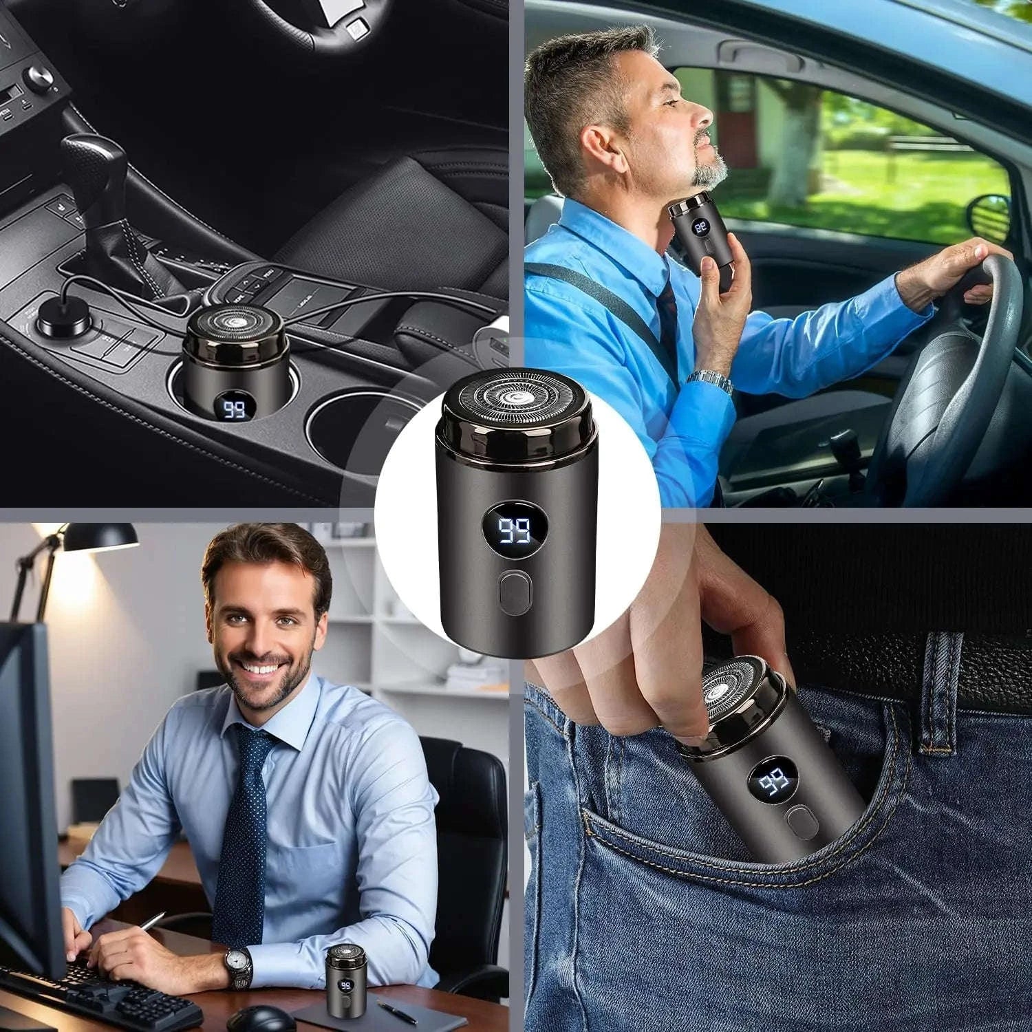 Mini Portable Electric Shaver with LED Display & Wet Dry Use-black / United States