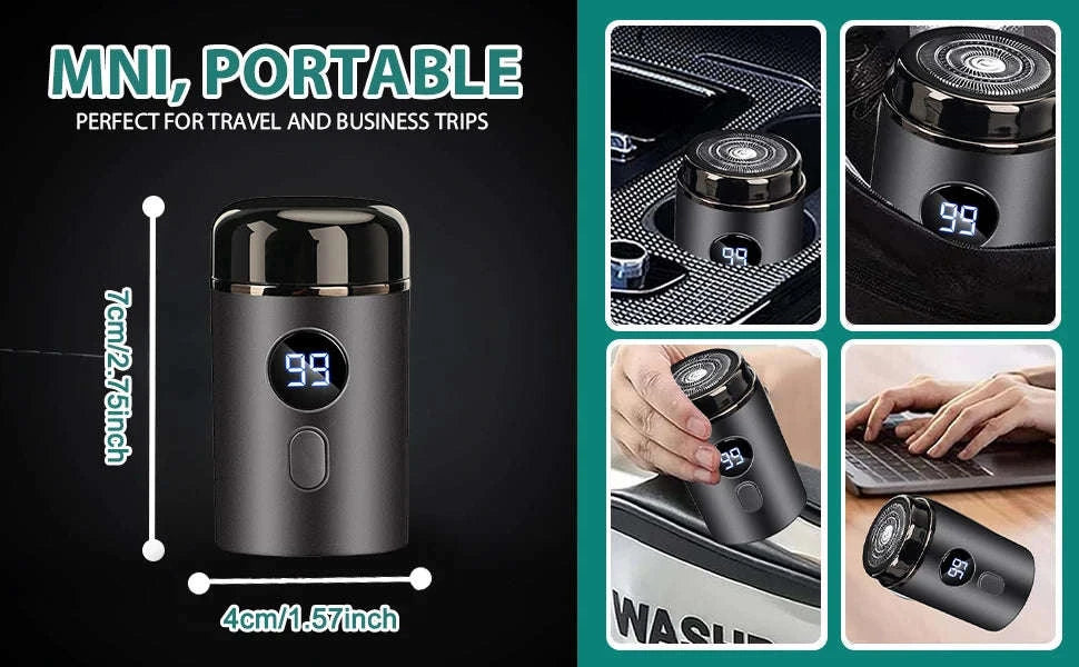 Mini Portable Electric Shaver with LED Display & Wet Dry Use-black / United States