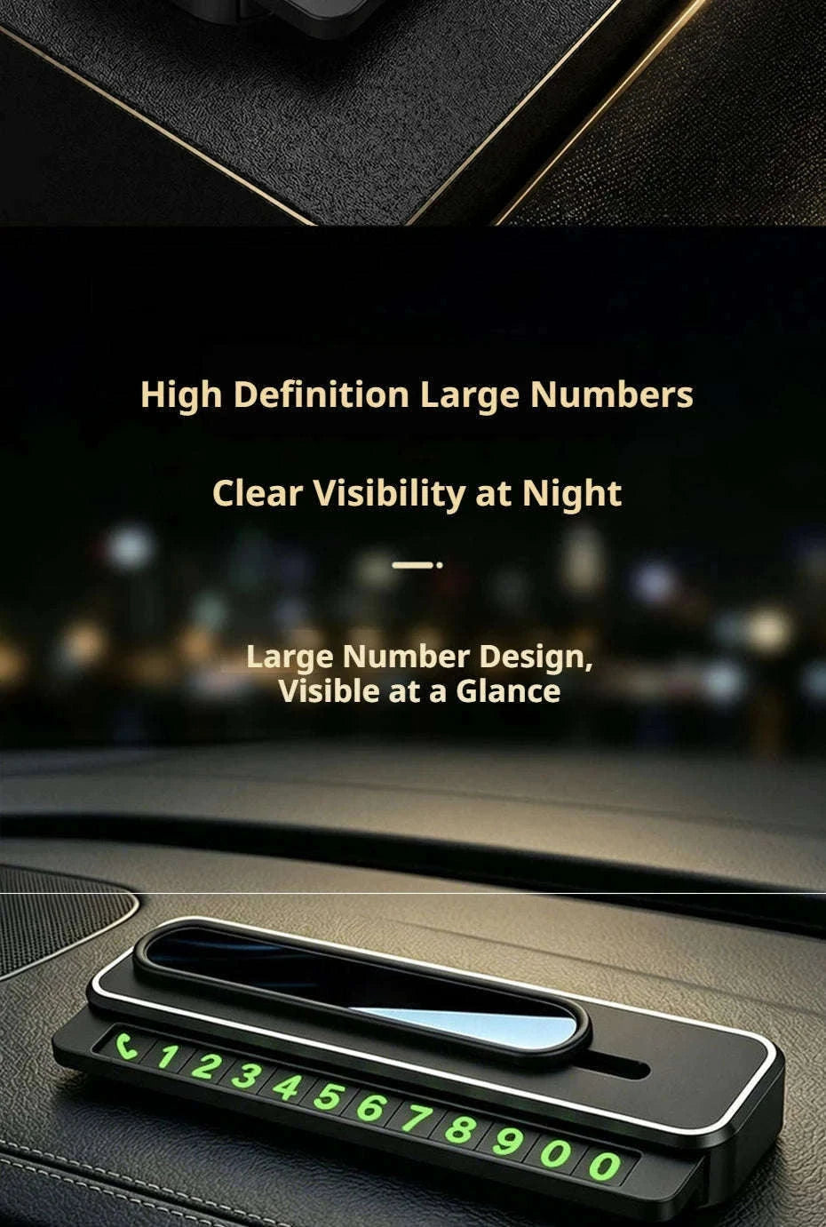 Mini Portable Phone Number Plate with Dual Number Display-Black 1PC