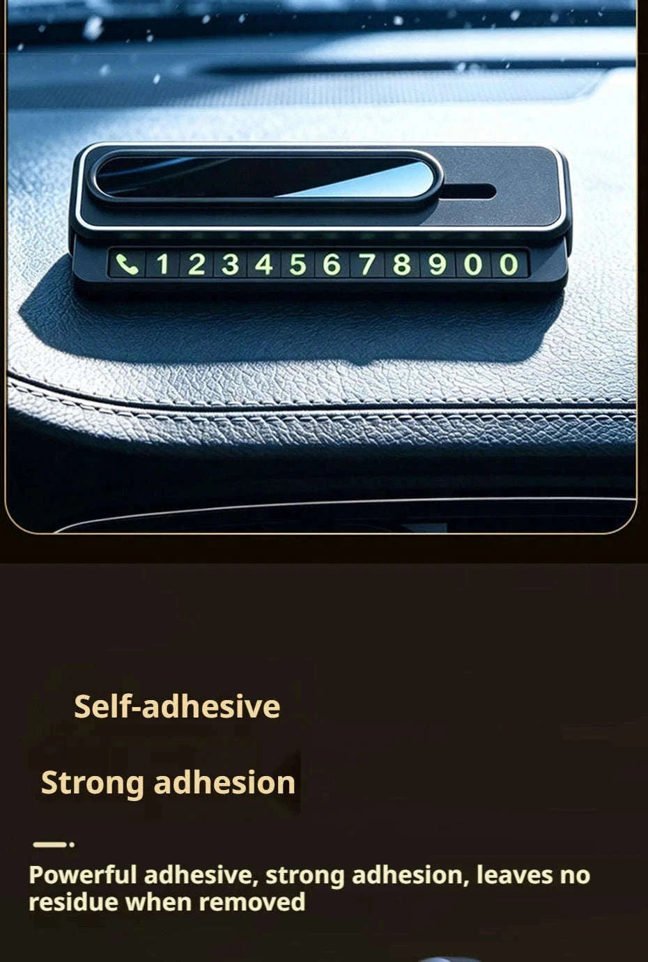 Mini Portable Phone Number Plate with Dual Number Display-Black 1PC