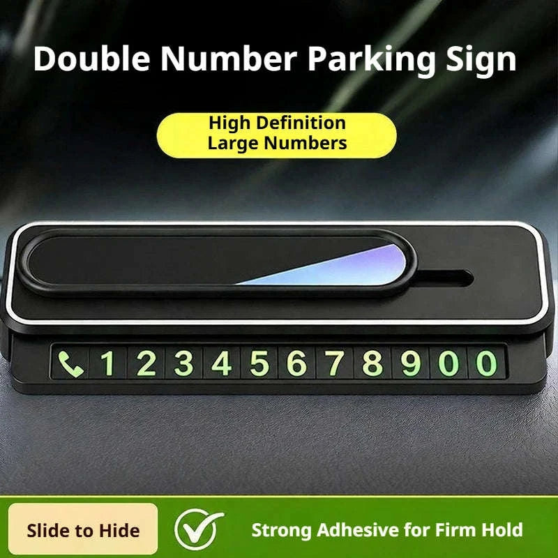 Mini Portable Phone Number Plate with Dual Number Display-Black 1PC