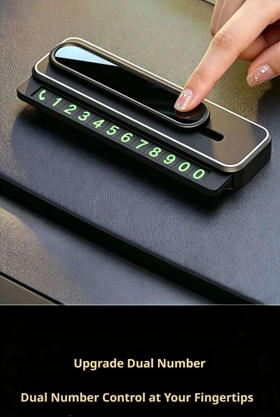 Mini Portable Phone Number Plate with Dual Number Display-Black 1PC