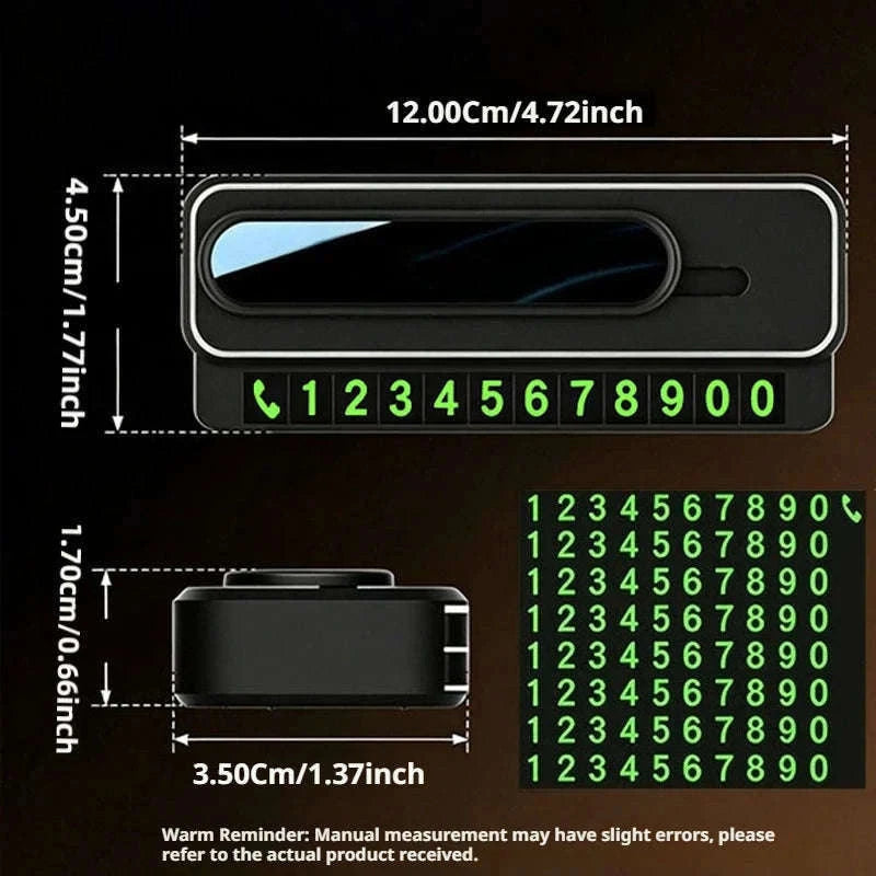 Mini Portable Phone Number Plate with Dual Number Display-Black 1PC