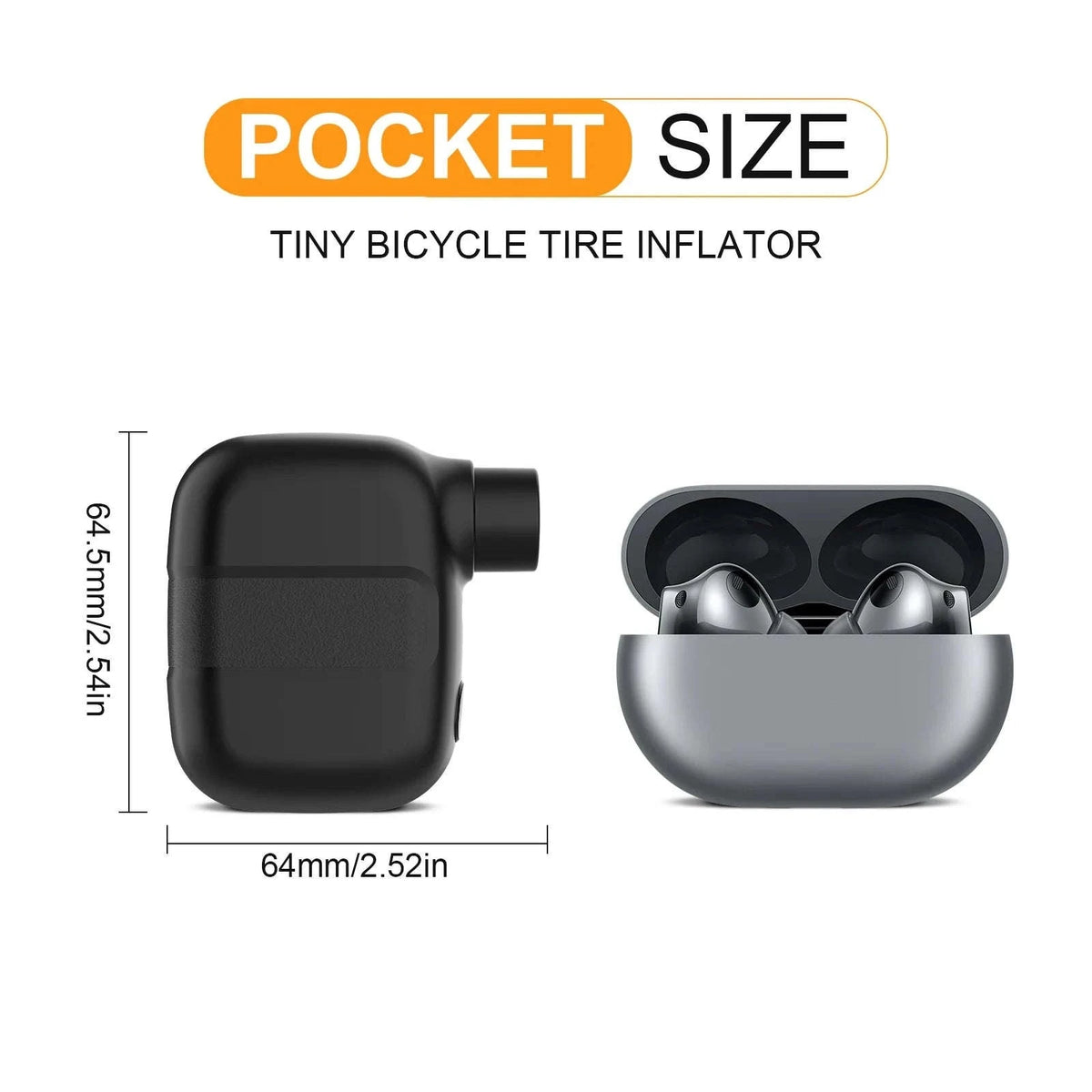 Mini Portable Rechargeable Electric Bike Pump 100PSI Type-C-Black