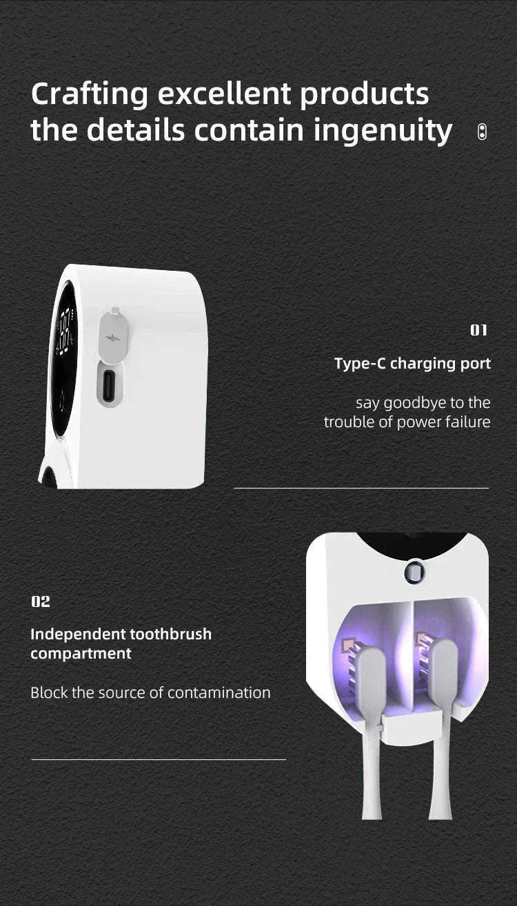 Mini Portable UV Toothbrush Sterilizer for Cleaner Daily Use-WHITE