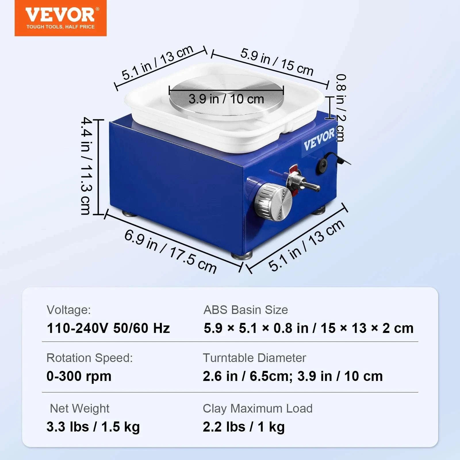 Mini Pottery Wheel Kit with Adjustable Speed & Dual Turntables-Mini 0-300rpm / france