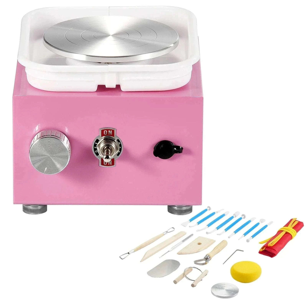 Mini Pottery Wheel Kit with Adjustable Speed & Tool Set-Pink / spain