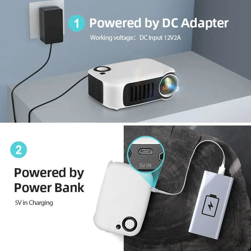 Mini Projector A2000 | Compact Home Cinema Projector-White / UK Plug