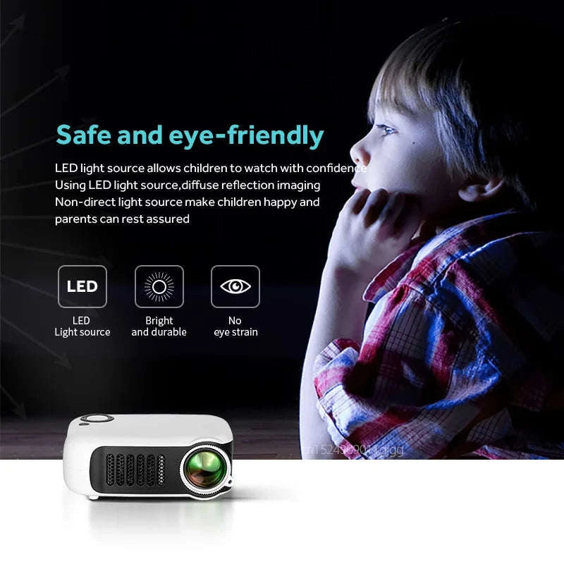 Mini Projector A2000 | Compact Home Cinema Projector-White / UK Plug